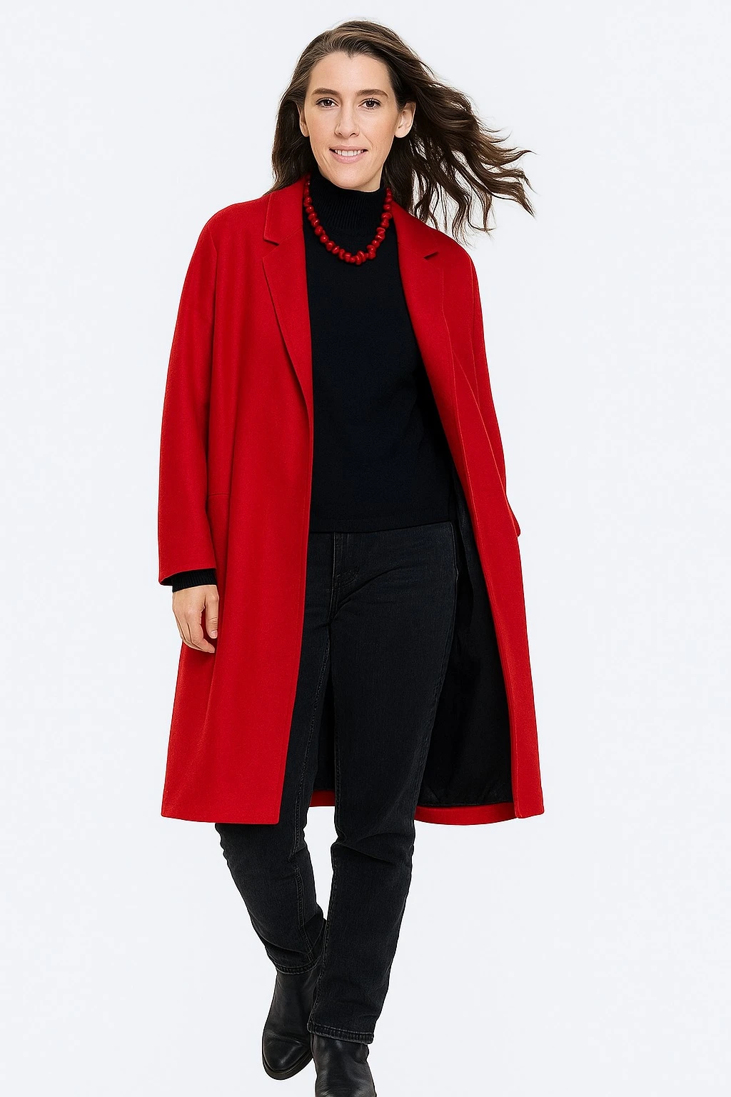 A Keller Christmas Vacation Eden Sher Red Wool Coat