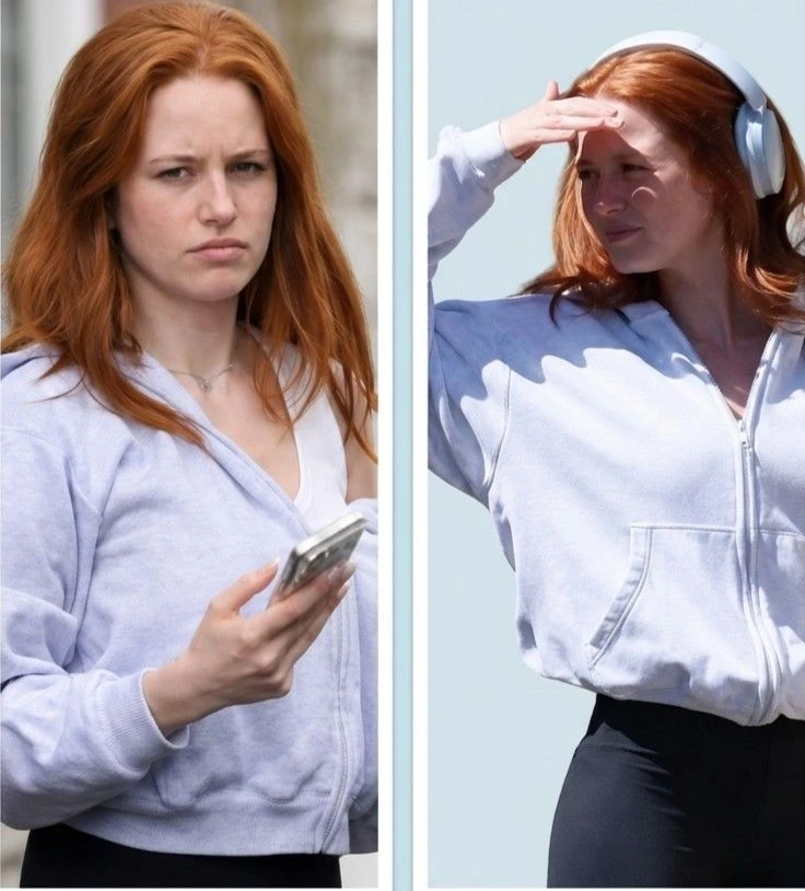Madelaine Petsch wearing Grey Hoodie in Los Angeles 2026