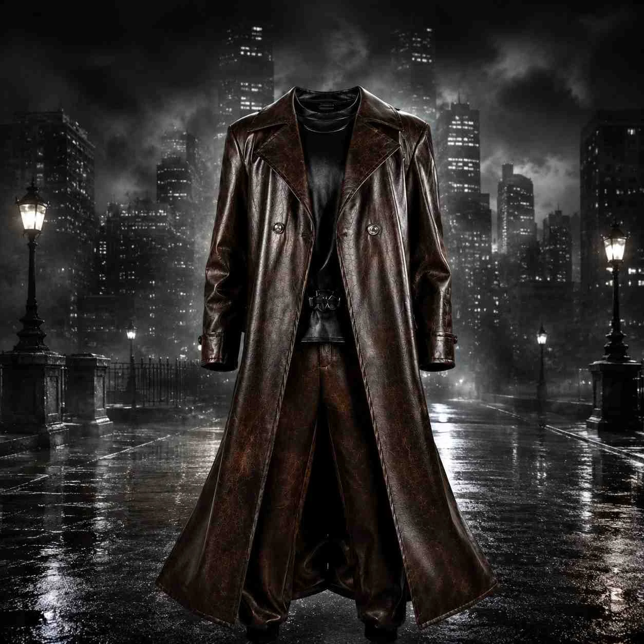 Spider Noir Costume Leather Trench Coat Halloween Costume