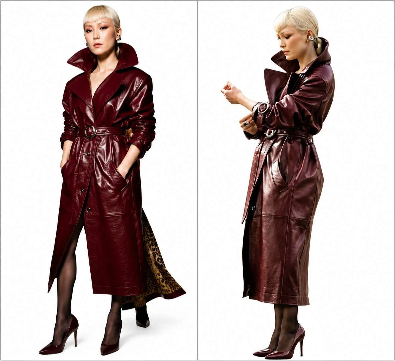 Pom Klementieff wearing PFW 2026 Leather Trench Coat