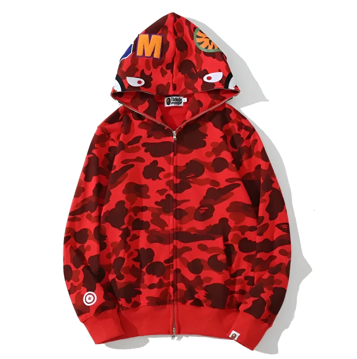 A Bathing Ape BAPE Shark Red Camo Hoodie Full Zip Streetwear Jacket