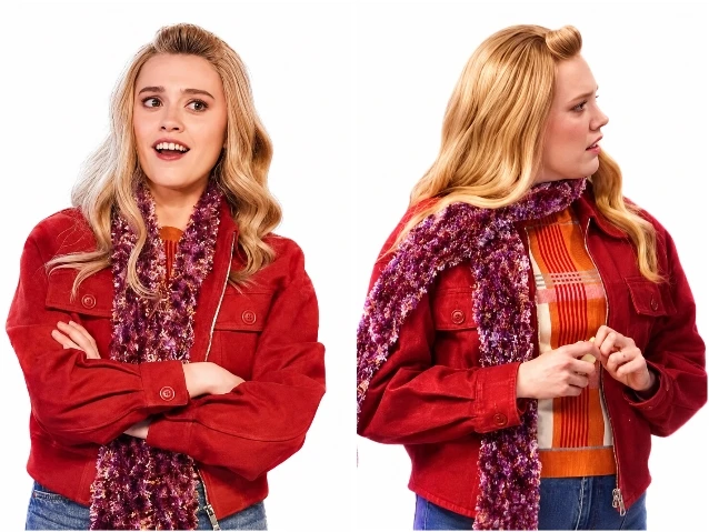 Aimee Lou Wood Saturday Night Live UK Red Suede Jacket