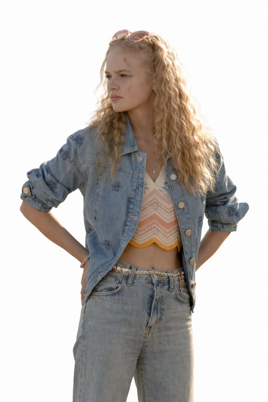 Amiah Miller The Madison Blue Denim Jacket amiah, miller, the, madison, 2026, light, blue, denim, jacket, bridgett, reese