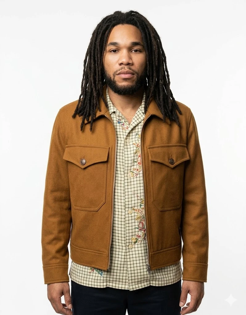 Anderson Paak K-Pops Brown Jacket Stylish Cotton Outfit Anderson Paak K-Pops Brown Jacket Front View Cotton Jacket for Men