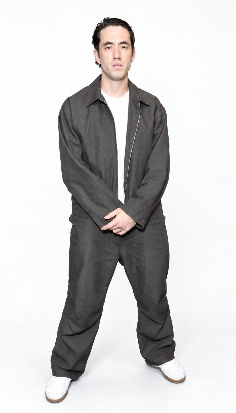 Andrew Koji Gray Jacket and Trousers Street Fighter Event 2026 Andrew Koji Street Fighter Event 2026 gray jacket and matching trousers