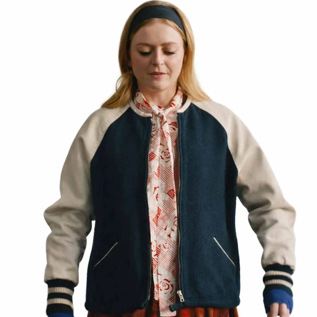 Anna Baryshnikov Idiotka Wool Varsity Jacket Anna Baryshnikov Idiotka Jacket, Idiotka Wool Jacket, Anna Baryshnikov Varsity Jacket, Navy Wool Jacket Women, Celebrity Inspired Jacket, TV Series Wool Jacket, Women Bomber Jacket, Wool Blend Varsity Coat, Anna Baryshnikov Outfit