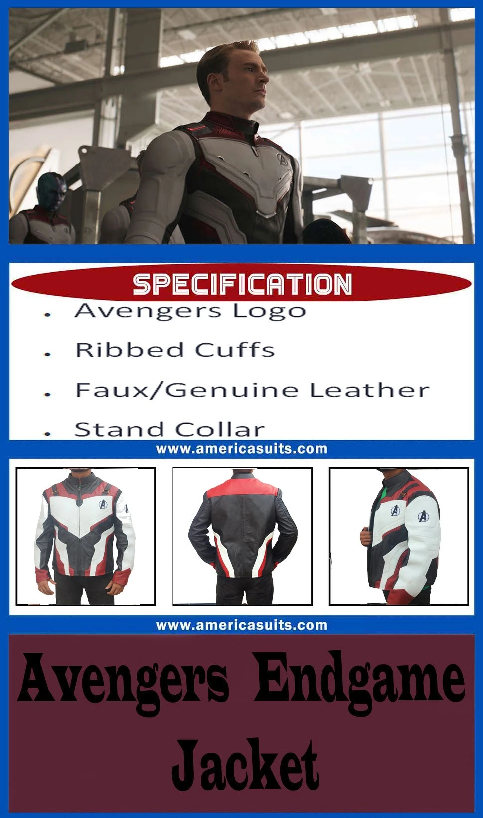 Avengers Endgame White Uniform Leather Jacket | AmericaSuits Shop Avengers Endgame White Uniform Leather Jacket