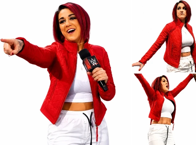 Bayley Red Quilted Jacket WWE Inspired Women's Red Jacket