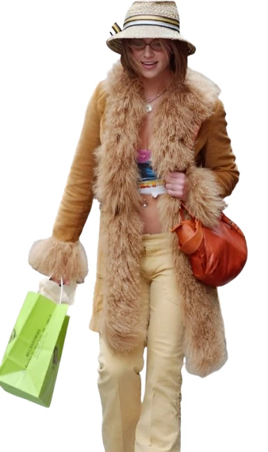 Iconic Britney Spears Faux Fur Shearling Coat For Winter Style