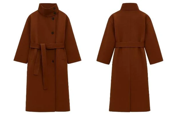 Classic Rust Brown Wool Overcoat