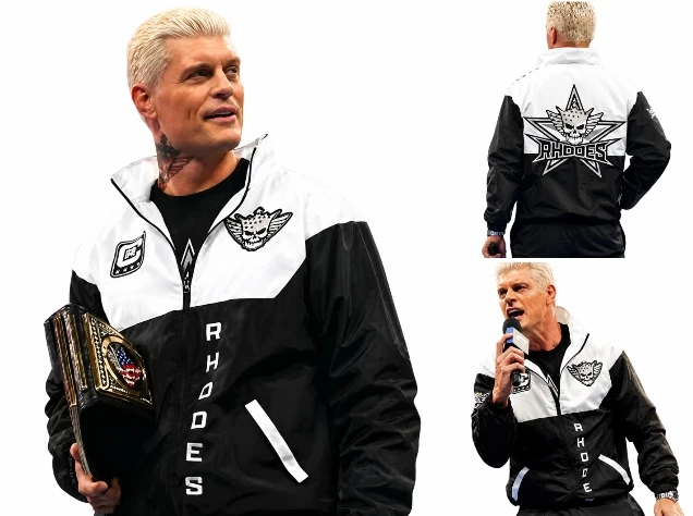 Cody Rhodes WWE Black And White Jacket Holding Championship Belt