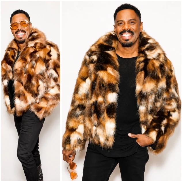 Colman Domingo Celebrity Brown Faux Fur Jacket