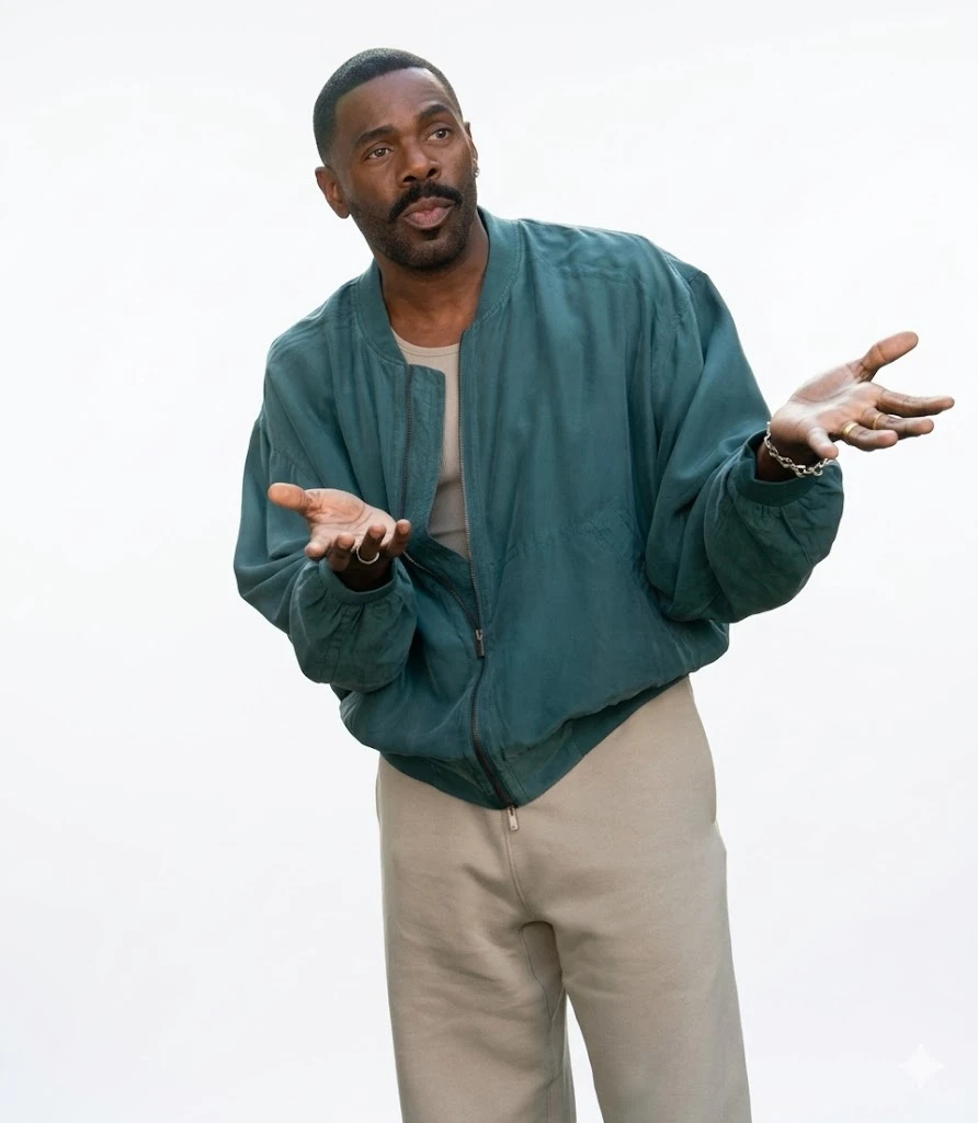 Colman Domingo Green Bomber Jacket Front View The Four Seasons