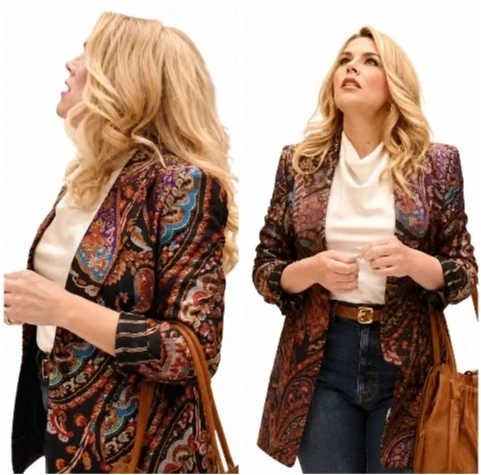 Busy Philipps Cupertino Paisley Print Blazer Side View