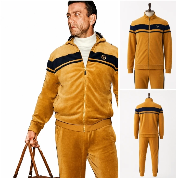 Daniel Ings wearing yellow velvet tracksuit in The Gentlemen 2024