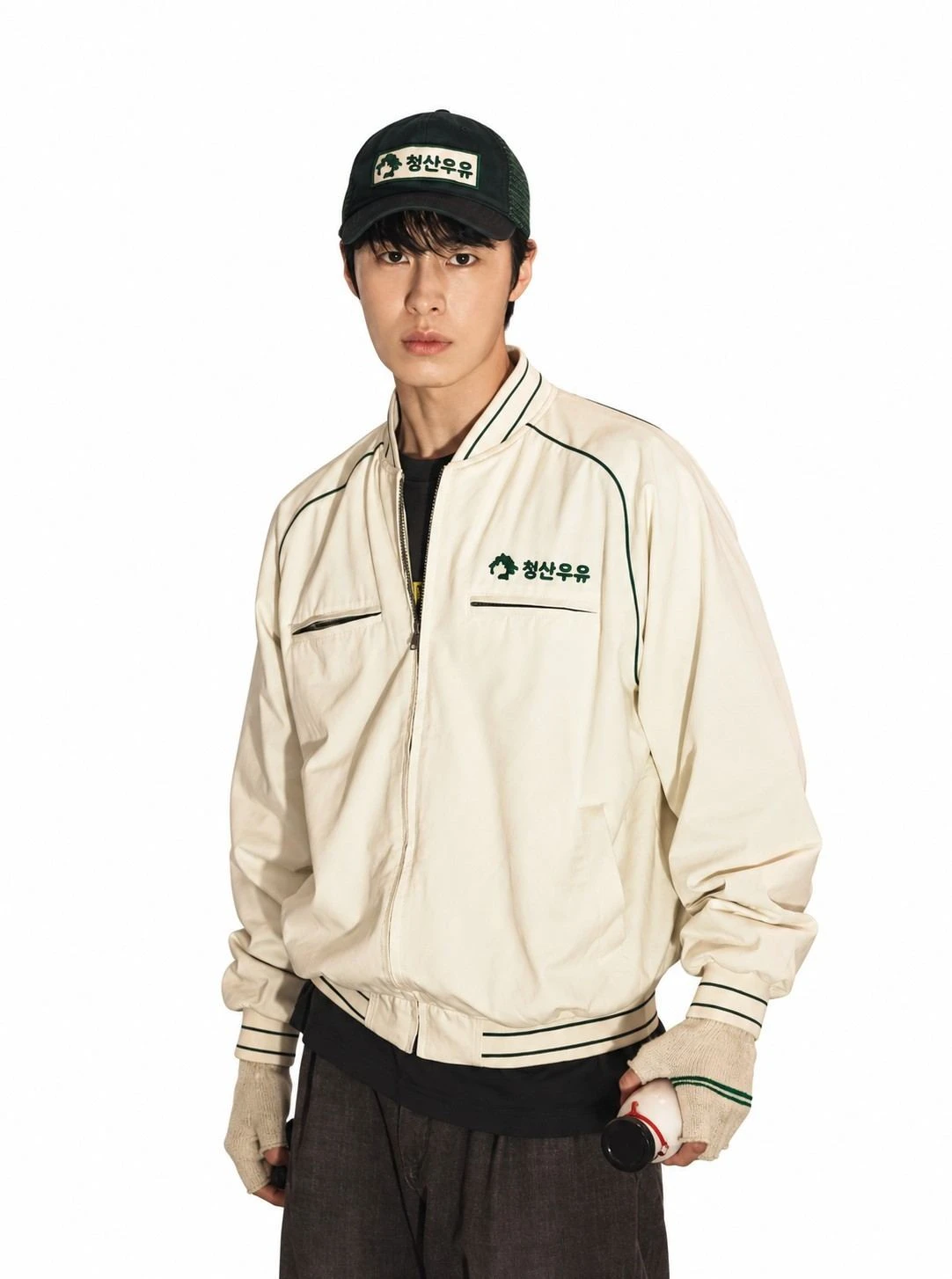 Lee Jae-wook Dead End Job 2026 Cream Cotton Bomber Jacket Lee Jae-wook wearing cream cotton bomber jacket in Dead End Job 2026