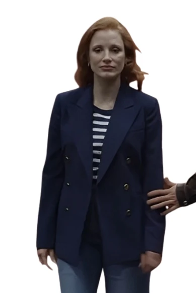 Dreams Jessica Chastain Blue Wool Coat Dreams Jessica Chastain Blue Wool Coat