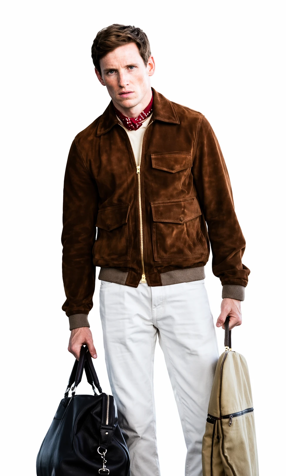 Eddie Redmayne Brown Suede Bomber Jacket The Day Of The Jackal TV Series