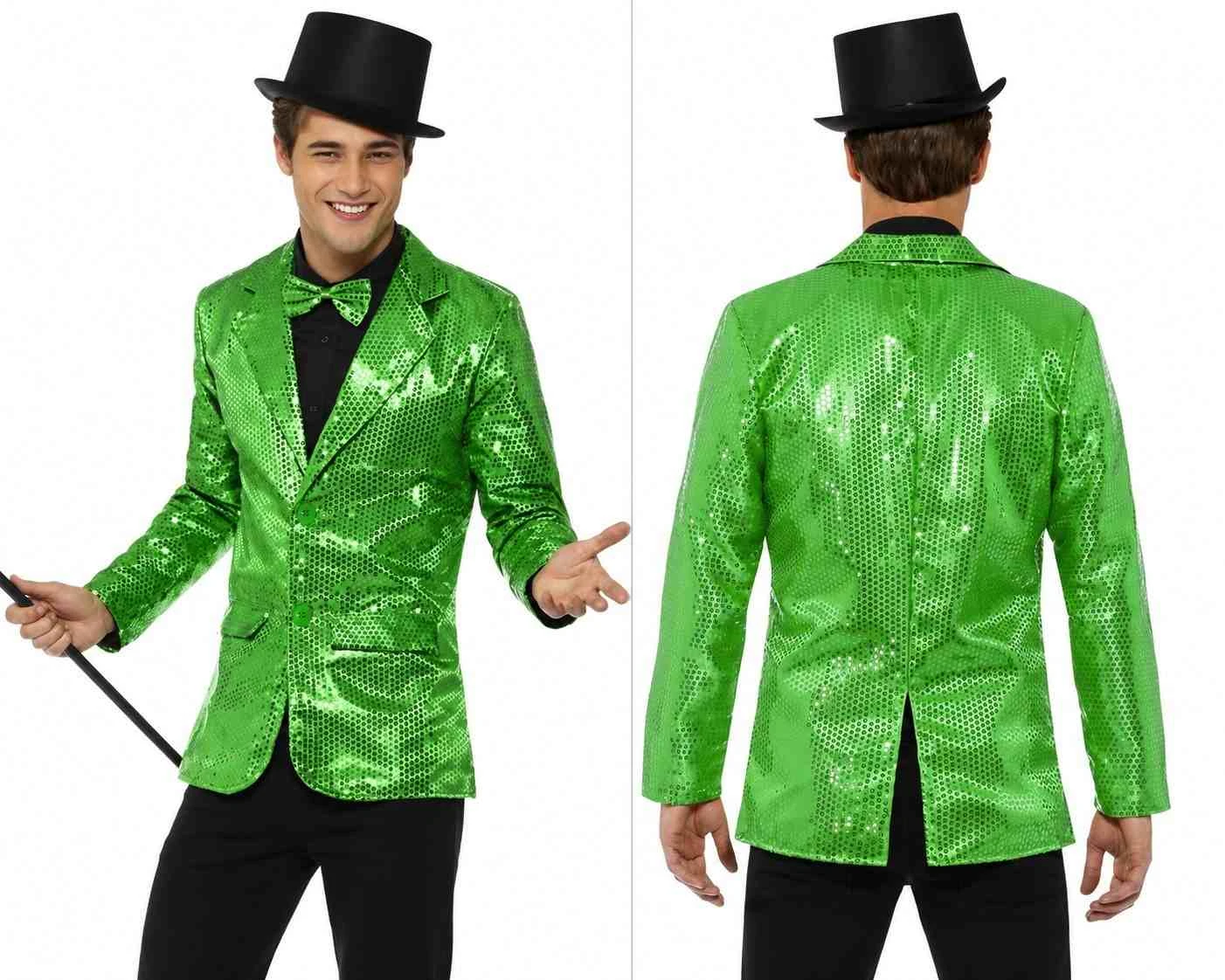 Elton John Green Sequin Blazer Costume Jacket Front Back View