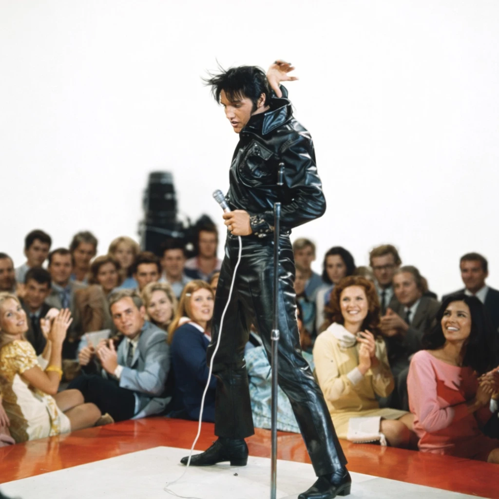 Elvis Presley Jacket, Elvis Comeback Special Jacket, Black Leather Jacket, Elvis Costume, Rock and Roll Outfit, 1968 Leather Jacket, Elvis Stage Jacket, Celebrity Leather Jacket, Vintage Performance Jacket, Music Icon Jacket