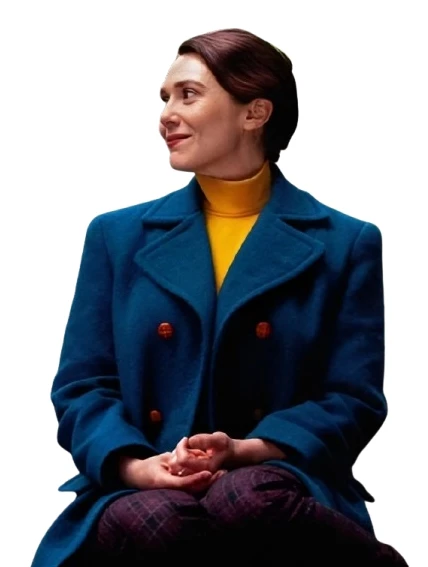 Eternity Elizabeth Olsen Blue Wool Coat Eternity Elizabeth Olsen Blue Wool Coat