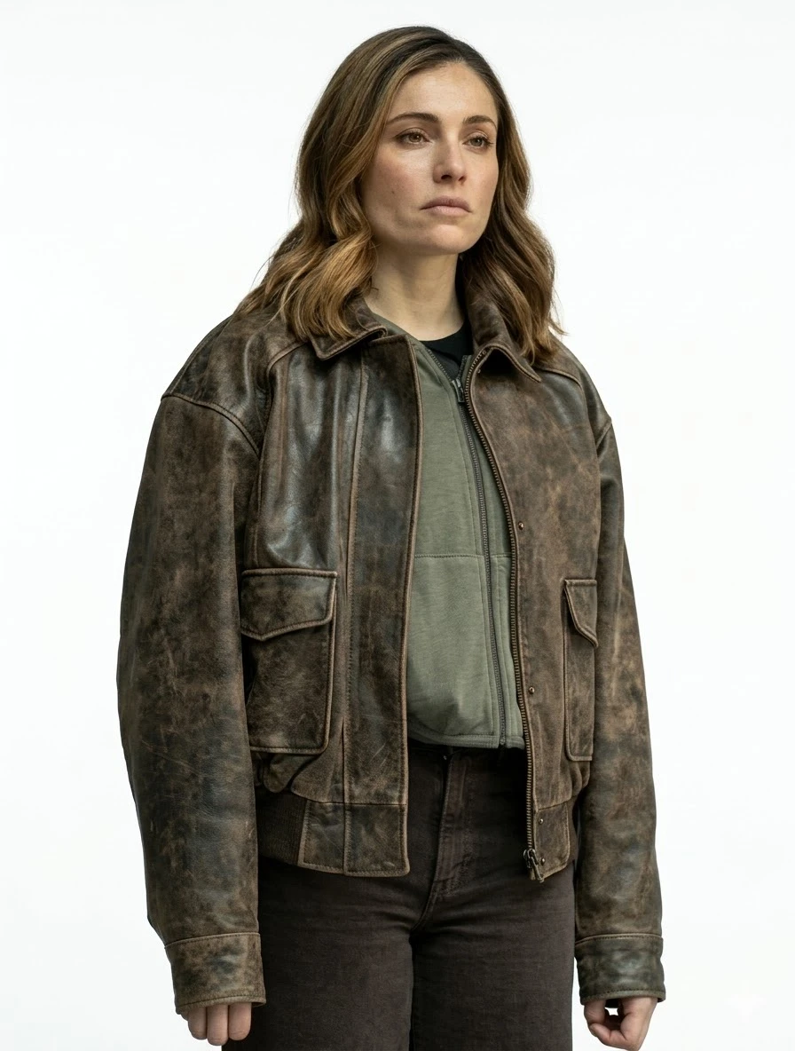 Eva Ramos FBI S08 Brown Leather Jacket Juliana Aidén Martinez FBI S08 Leather jacket