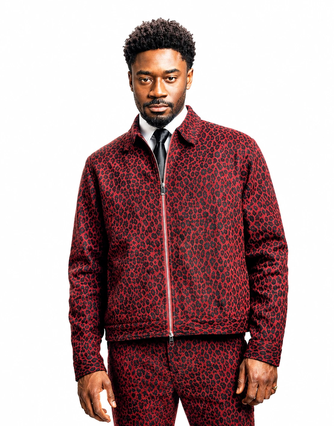 Charles Babalola Fightland 2026 Red Leopard Print Suit Set