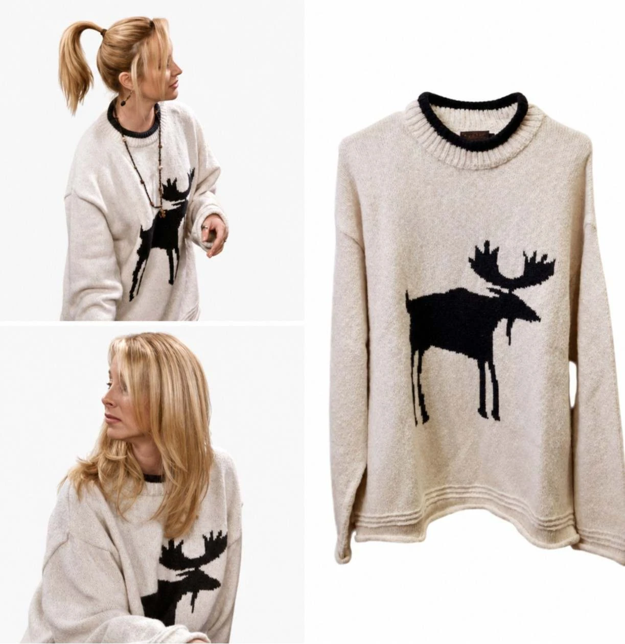 Lisa Kudrow Wearing Phoebe Buffay Cream Moose Sweater in Friends