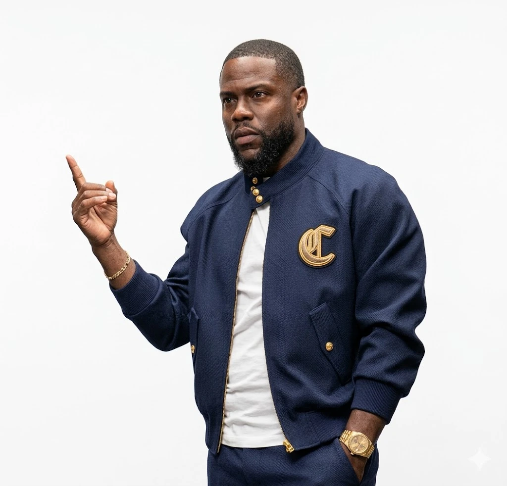 Funny AF With Kevin Hart Navy Blue Cotton Jacket Standup Style Kevin Hart Funny AF Navy Blue Cotton Jacket Front View Casual Outfit