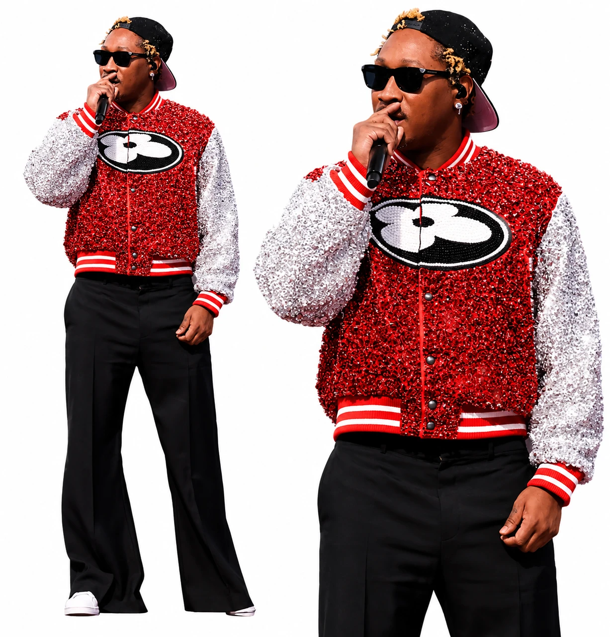 Future FIFA World Cup 2026 Red Sequin Varsity Jacket Front View
