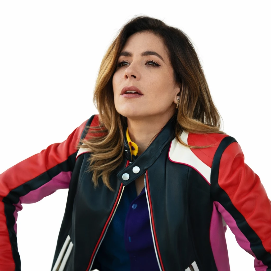 Giulia Michelini Motorvalley Sport Leather Jacket Giulia Michelini Jacket, Motorvalley Jacket, Women Leather Jacket, Sport Leather Jacket, Racing Style Jacket, Black Leather Jacket Women, TV Series Inspired Jacket