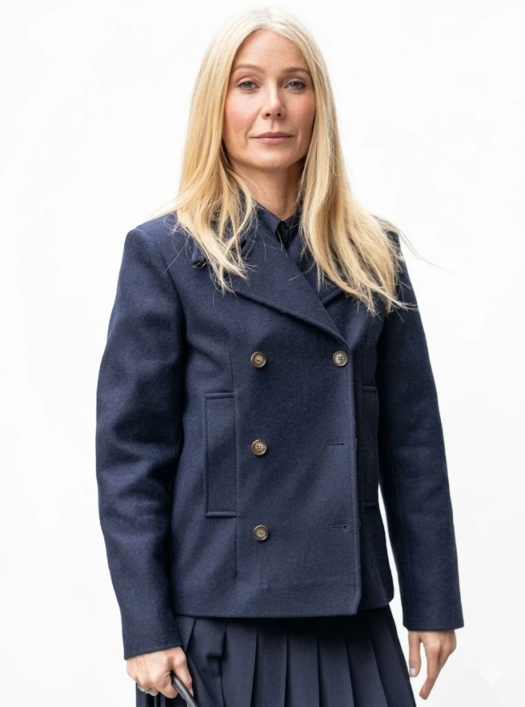 Gwyneth Paltrow Blue Peacoat Double Breasted Women Winter Coat