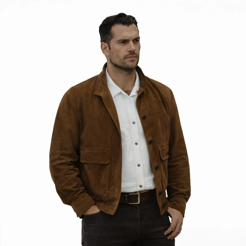 Henry Cavill In The Grey 2026 Brown Suede Jacket