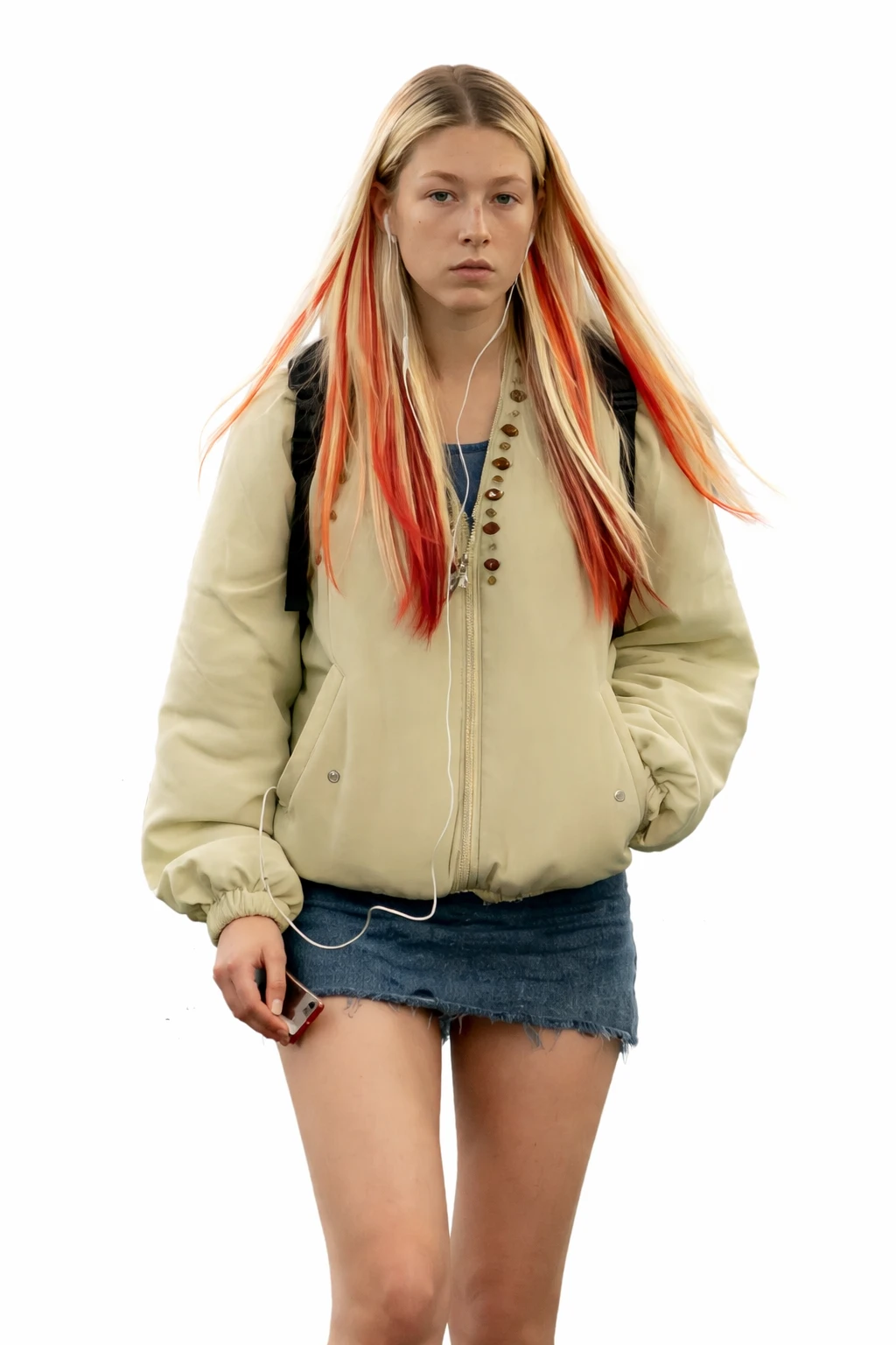 Hunter Schafer Euphoria S03 Beige Bomber Jacket Front View