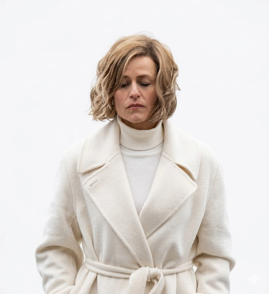 Itziar Ituno The Gentleman White Wool Coat Belted Front View