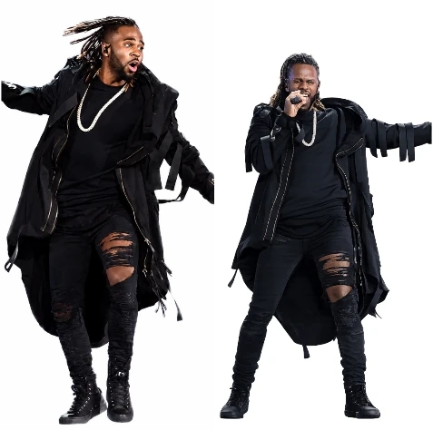 Jason Derulo Black Hooded Long Coat by America Suits