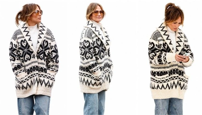 Jennifer Lopez Black White Knit Cardigan for Women