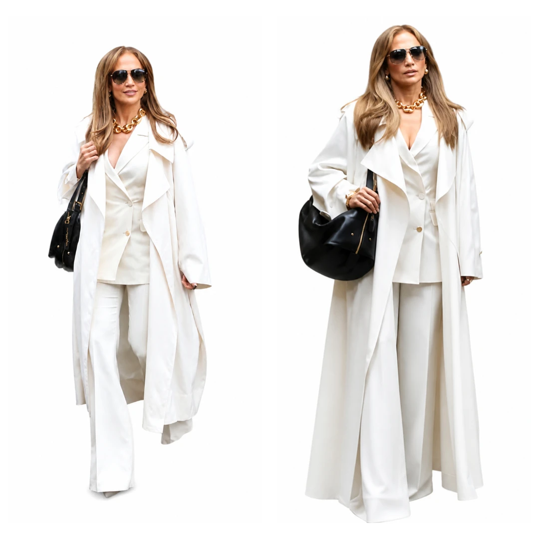 Jennifer Lopez Office Romance 2026 White Trench Coat