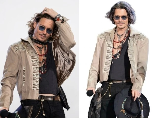 Johnny Depp Beige Animal Print Cotton Jacket