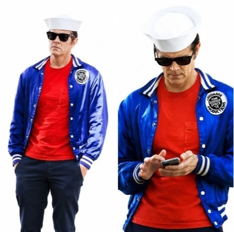 Johnny Knoxville Blue Satin Varsity Jacket