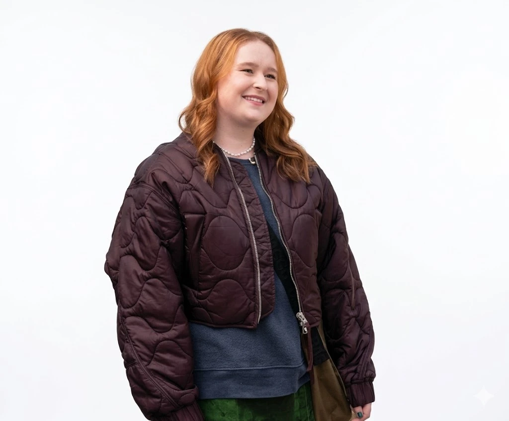 Julia Lester Maroon Quilted Jacket Front View The Four Seasons