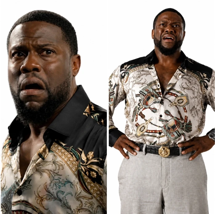 Kevin Hart 72 Hours 2026 Printed Satin Shirt Front View