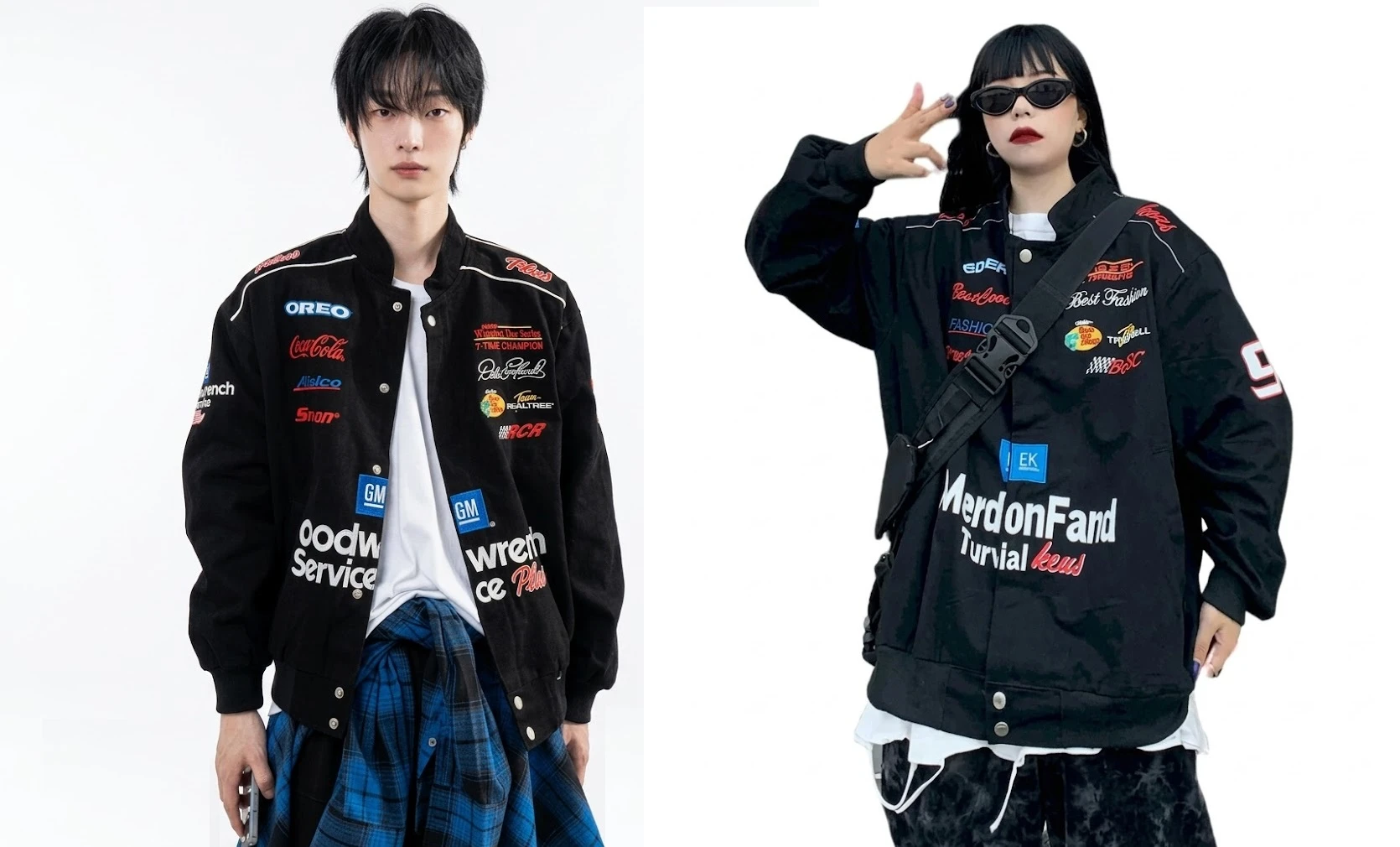 unisex korean harajuku oversized printed jacket preppy gothic style black