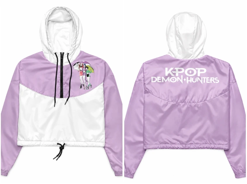 KPOP Demon Hunters Purple Cropped Windbreaker Jacket