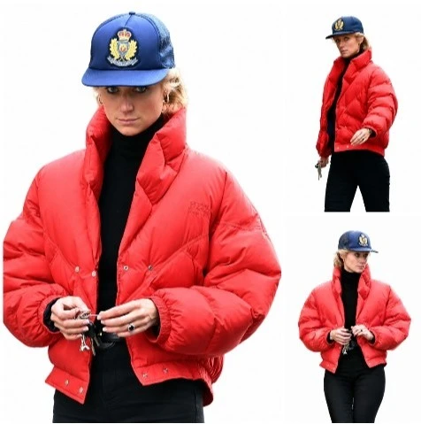 Lady Diana Red Puffer Jacket for Women