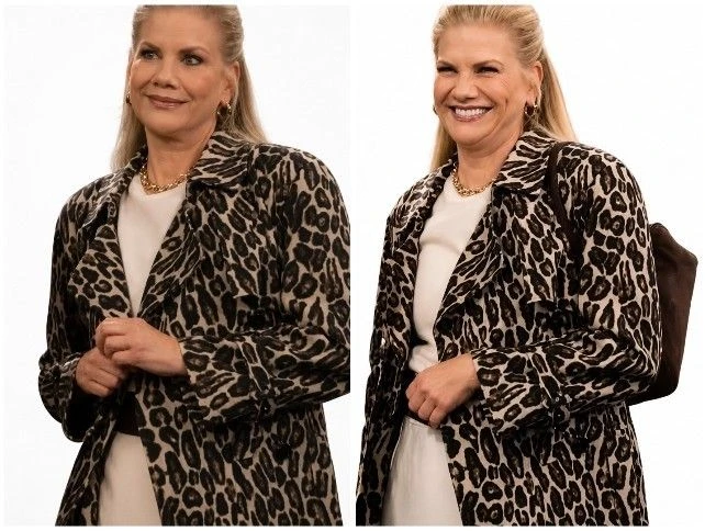 Kristen Johnston Leanne Season 2 Leopard Print Trench Coat