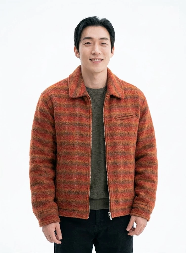 Lee Sang-Yi Bloodhounds 2 Jacket Orange Striped Wool Front View