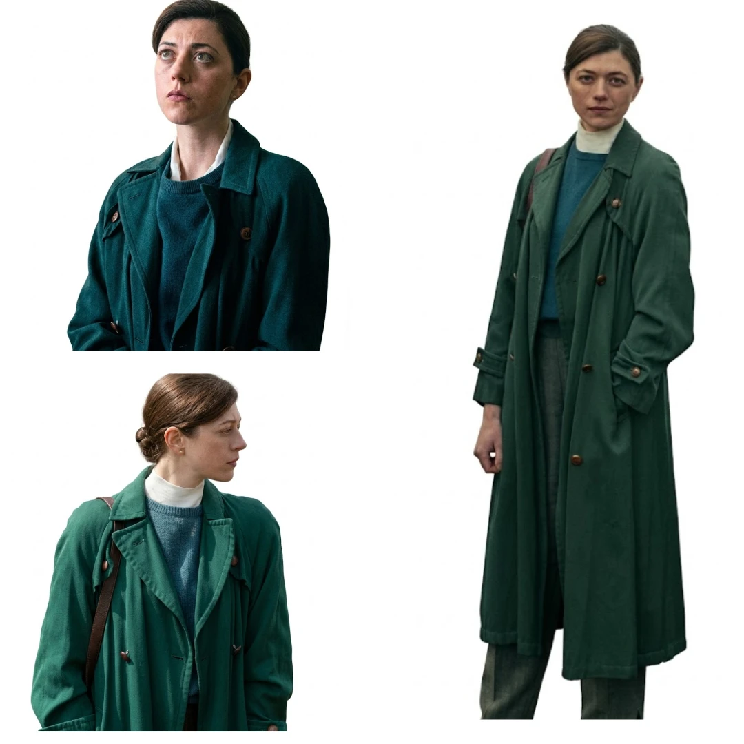 Jasmine Blackborow Legends 2026 Green Trench Coat Front View