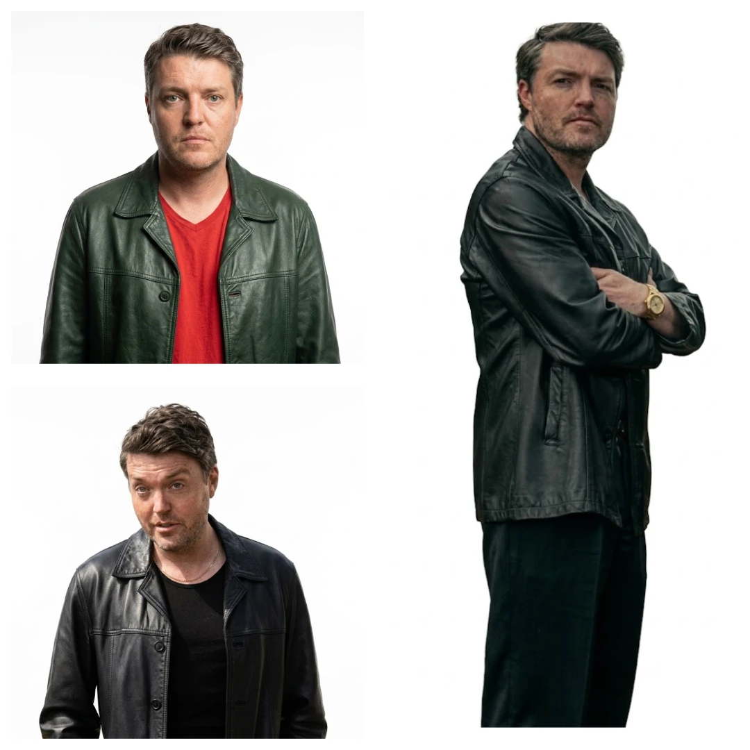 Tom Burke Legends 2026 Black Leather Jacket Close View