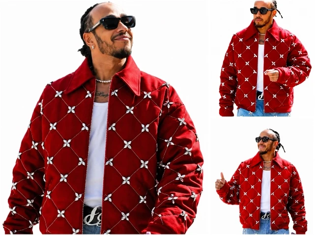 Lewis Hamilton Red Quilted Jacket Front View